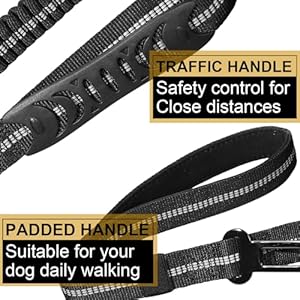 Heavy-Duty-Dog-Leash-4-6FT-Shock-Absorbing-Tactical-Dog-Leash-with-2-Padded-Handles-Advanced-Easy-Metal-Clip-No-Pull-Reflective-Dog-Leash-for-Medium-Large-Dogs-That-Pull-Black - Cucciolini Doodles   Heavy-Duty-Dog-Leash-4-6FT-Shock-Absorbing-Tactical-Dog-Leash-with-2-Padded-Handles-Advanced-Easy-Metal-Clip-No-Pull-Reflective-Dog-Leash-for-Medium-Large-Dogs-That-Pull-Black