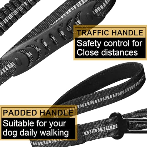 Heavy-Duty-Dog-Leash-4-6FT-Shock-Absorbing-Tactical-Dog-Leash-with-2-Padded-Handles-Advanced-Easy-Metal-Clip-No-Pull-Reflective-Dog-Leash-for-Medium-Large-Dogs-That-Pull-Black - Cucciolini Doodles   Heavy-Duty-Dog-Leash-4-6FT-Shock-Absorbing-Tactical-Dog-Leash-with-2-Padded-Handles-Advanced-Easy-Metal-Clip-No-Pull-Reflective-Dog-Leash-for-Medium-Large-Dogs-That-Pull-Black
