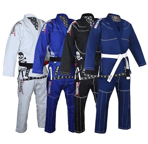 Twister Progress 5.0 Brazilian Jiu Jitsu Gi | BJJ Gi | Tejido ligero de perlas preencogidas | Con pantalones y chaqueta, 475 gramos, Azul marino, A2 Twister Progress 5.0 Brazilian Jiu Jitsu Gi | BJJ Gi | Tejido ligero de perlas preencogidas | Con pantalones y chaqueta, 475 gramos, Azul marino, A2