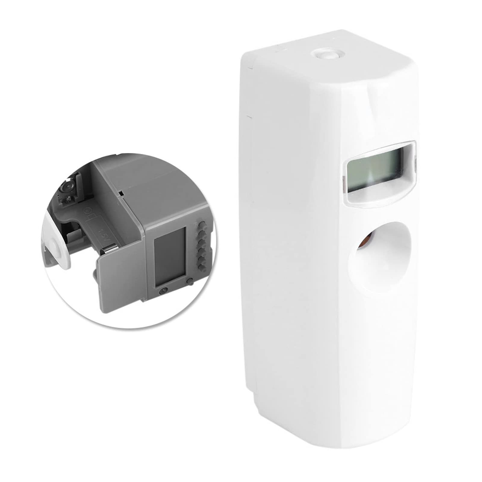 Dispenser Profumo Automatico con Display LCD, Diffusore Spray Timer Ricaricabile, Bianco Avorio, ABS, 86x83x238mm, per Ufficio Bagno Caffè Ristorante