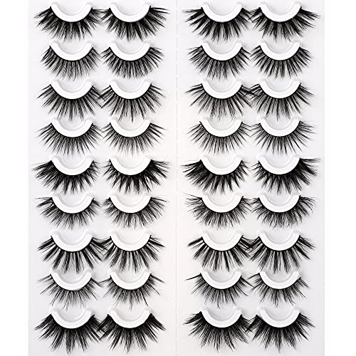 False Eyelashes Natural Fluffy Faux Mink Lashes 9 Styles Wispy Cat Eye Fake Eye Lashes 18 Pairs by Yawamica
