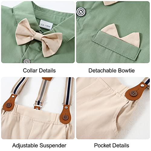 Yallet Toddler Baby Boy Outfits 1-5T Boys Suits Gentleman Short Sleeve Button Shirts+Bowtie+Suspender Shorts Formal Clothes #TOP2