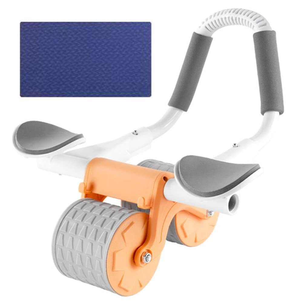 Fawoonu Ab Abdominal Exercise Roller with Elbow Support, Automatic Rebound Abs Roller Wheel Core Exercise Equipment, Home Gym Fitness Equipment for Abs Workout, Orange