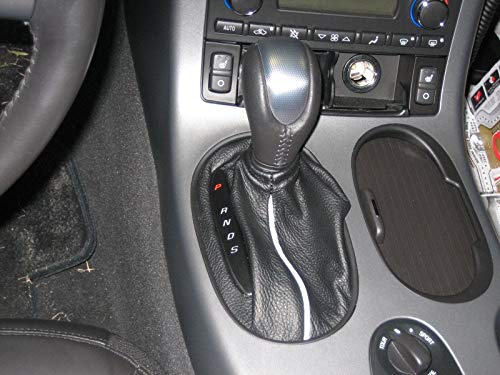 RedlineGoods Shift Boot - Automatic Compatible with Chevrolet Corvette C6 2005-13. Tailor Made - not Universal. Genuine top-Grade Italian Black Leather with Black Thread