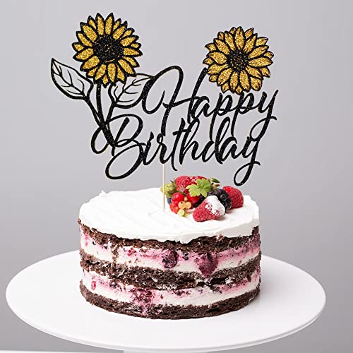 Black Flash Sunflower Happy Birthday Cake Topper Sunflower Cake Decorations For Baby Shower, Sunflower Theme Party Decoration (1) #TOP2