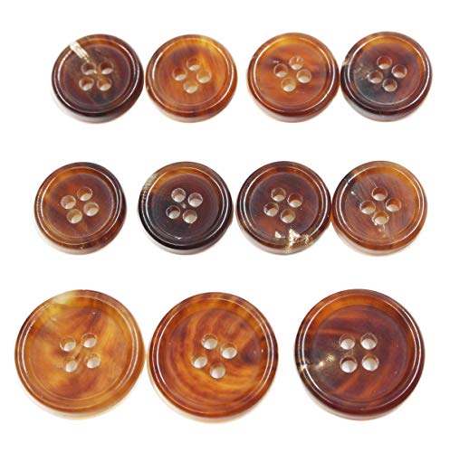 Yuocu 11 Pieces Genuine Natural Horn Blazer & Suits Button Set- 3 Buttons Measuring 20Mm (13/16 Inch) & 8 Buttons 15Mm (5/8 Inch) For Blazer,Sport Coat,Uniform,Jacket,Sleeves And Pants (Light Brown) #TOP2
