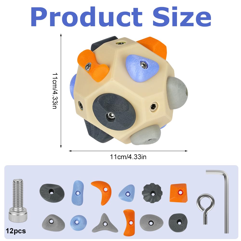 Bloque de Escalada Hecho a Mano, 11 * 11cm, Bloque de Boulder Hecho a Mano-Mejora la Fuerza y la Precisión, Bola 3D de Boulder para Escalada