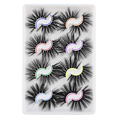 8 Styles Mixed 25mm False Eyelashes ALPHONSE Dramatic Long Fluffy Faux Mink Lashes Pack 8 Pairs