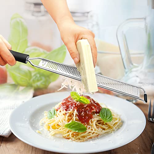 Sunivaca Lemon Zester Tool, Zester Grater With Handle, Citrus Zester, Parmesan Cheese Grater Handheld - Sharp Premium Stainless Steel Fine Blade Extra Long Size With Hppe Resistant Cut Glove #TOP3