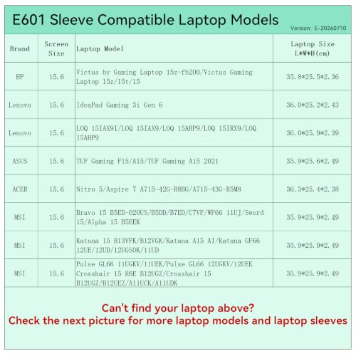 Image of Smatree Elite Laptop Sleeve for 15.6 inch HP Victus Gaming 15, Lenovo IdeaPad /LOQ, ASUS TUF Gaming,Acer Aspire, Protective Laptop Case with Pocket(E601)