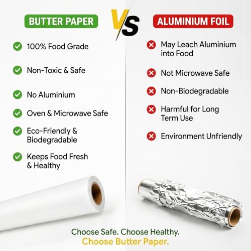 Image of GLUN 55Meter Roti Cover Wrapping Paper Roll, Non-Stick Back Food Wrapping Paper, Roti Wrapping, Baking Non-Stick, Re-Heatable, Oven Safe Paper