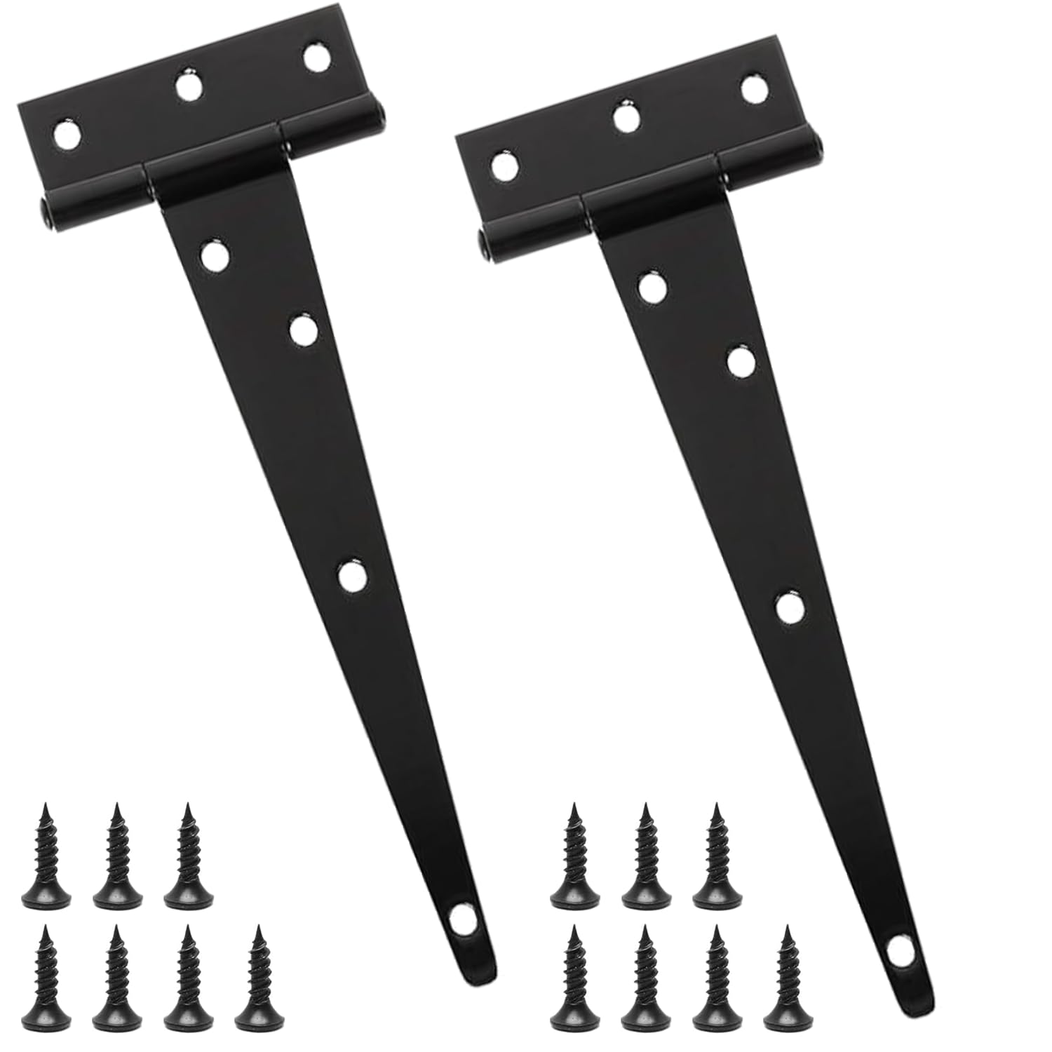 Wopanxye 10 inch (245 mm) Barn Door Hinges, 2 Pack Black 7 Holes T-Hinges, 270 Open Angle, Outdoor Weatherproof, for Chicken Coops Dogs Shelters Shed Door, with Screws