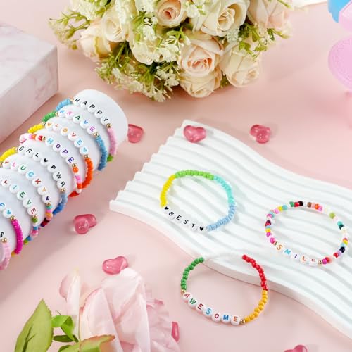 96pcs Friendship Beaded Bracelets Colorful Bracelets Bulk Stretch Bracelets Stackable Boho Bracelets Party Gifts Friends Gifts4