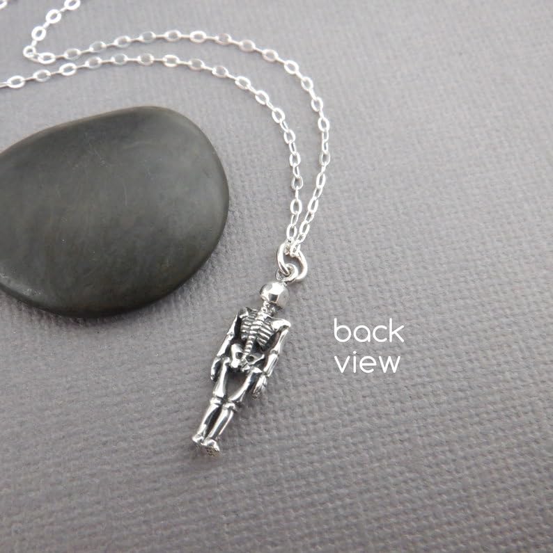 Collier squelette argent 925 pendentif Halloween à offrir pour boîte à bijoux - 3