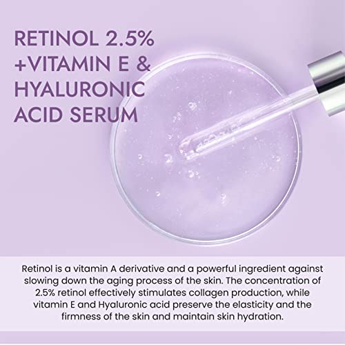 Avami Retinol Serum For Face - 2.5% Retinol Face Serum With Hyaluronic Acid & Vitamin E - Hydrating, Rejuvenating & Firming Wrinkle Serum For Blemishes, Dark Spots, Discoloration, Fine Lines - 2 Fl Oz #TOP3