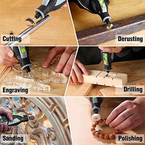 WORKPRO Cordless Rotary Tool kit 12V, Rotary Tool Set with 114 PCS Accessories, 5 Gears Variable Speed 7500-32000RPM, Powerful Engraver, Sander, Polisher, Perfect for DIY and Handmade 8 WORKPRO Cordless Rotary Tool kit 12V, Rotary Tool Set with 114 PCS Accessories, 5 Gears Variable Speed 7500-32000RPM, Powerful Engraver, Sander, Polisher, Perfect for DIY and Handmade - Image 8