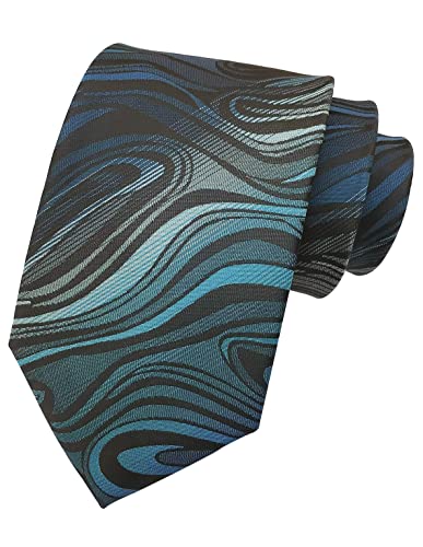 GUSLESON Fashion New Silk Striped Ties Business Mens Blue Necktie for Wedding (0786-20)