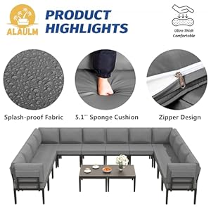 Alaulm8piecesmetalpatiofurnituresetwithpropanefirepittablemodernoutdoorfurniturew55000btufirepitpatiosectionalsofasw51spongecushionsforpatiobackyardpoolsidegrey Urban Country Home Decor Alaulm 8 pieces metal patio furniture set with propane fire pit table modern outdoor furniture w55000 btu fire pit patio sectional sofas w51 sponge cushions for patio backyard poolside grey urban country home decor