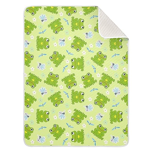 Image of Swaddle Blanket for Frogs and Dragonfly Baby Receiving Blanket Muslin Baby Swaddles Soft Cotton Breathable Nursery Blankets for Unisex Boys and Girls 30x40 Inch