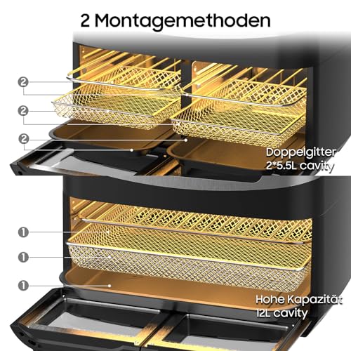 Iceagle 12L Oljefri Fritös med 10 Program och LED-Pekpanel