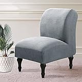 Armless Accent Chair Slipcovers Stretch Light Grey Removable Chair Covers Non Slip Washable Furnitur