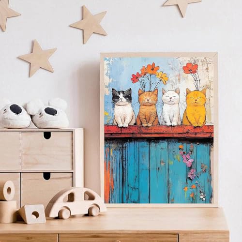 ijbnhd Cat Diamond Art Kits for Adults, 5D DIY Cat Diamond Painting Kits for Adults Beginners, Diamond Dots Kits Gem Arts Crafts for Home Wall Decor 12x16in — view 3