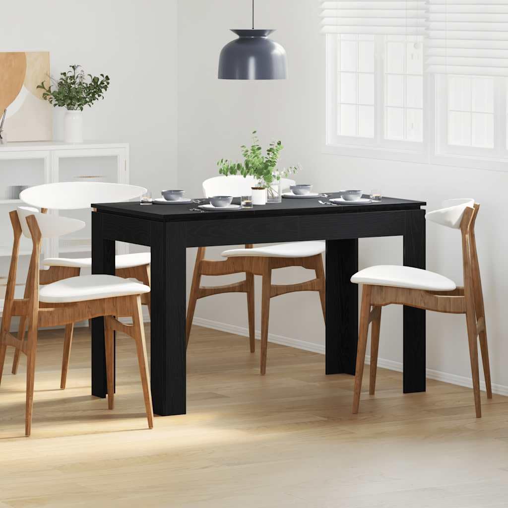 Tavolo Da Pranzo Nero Quercia 120 x 60 x 76 cm, Legno Ingegneria