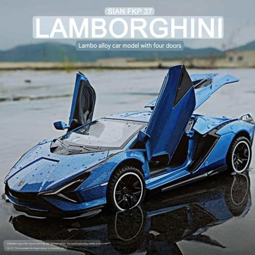Image of Die-cast Metal Lamborghini Car Toy Pull Back Super car with Openable Doors with Sound and Light for Birthdays Gift Party Decorations Great for Kids Boys Girls and Adults