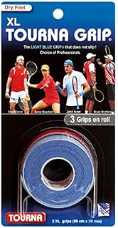 Tourna Grip XL Original Dry Feel Tennis Grip TG-1-XL Blue, 3 grips on