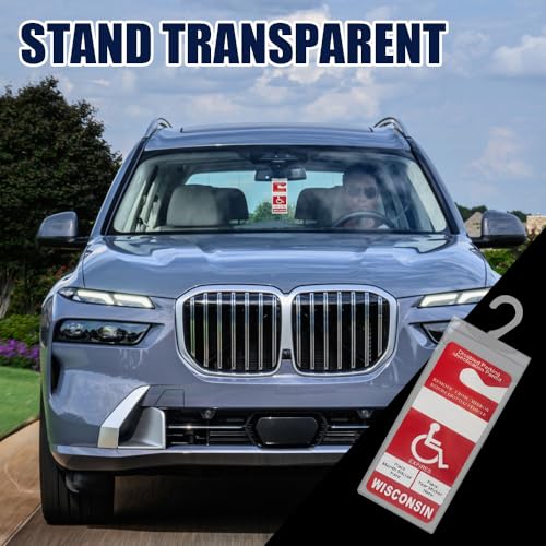 Middrivr 1PCS Work Permit Holder, Handicap Placard Holder for Auto, Transparent Handicapped Placard Holder with Large Hanger, Placard Holder for Disability Parking Car Accessories Fit Car (1PCS)
