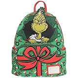 Loungefly How the Grinch Stole Christmas Mini-Backpack | Entertainment Earth Exclusive | Grinch Velvet Applique, Faux Leather, Holiday Limited Edition