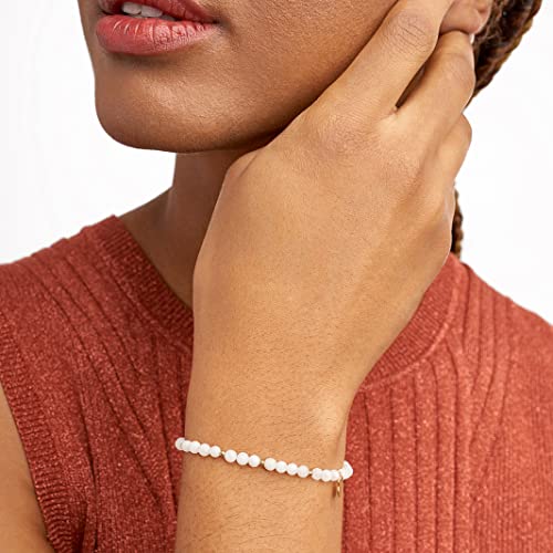 MORGAN & PAIGE Bronze 18k Yellow Gold Plated Genuine Gemstones Stretch Bracelets for Women Trendy - Elegant Dainty Gold Beaded Bracelets for Women, 4mm Gemstone Beads Lightweight Adjustable 6.5 Inch2