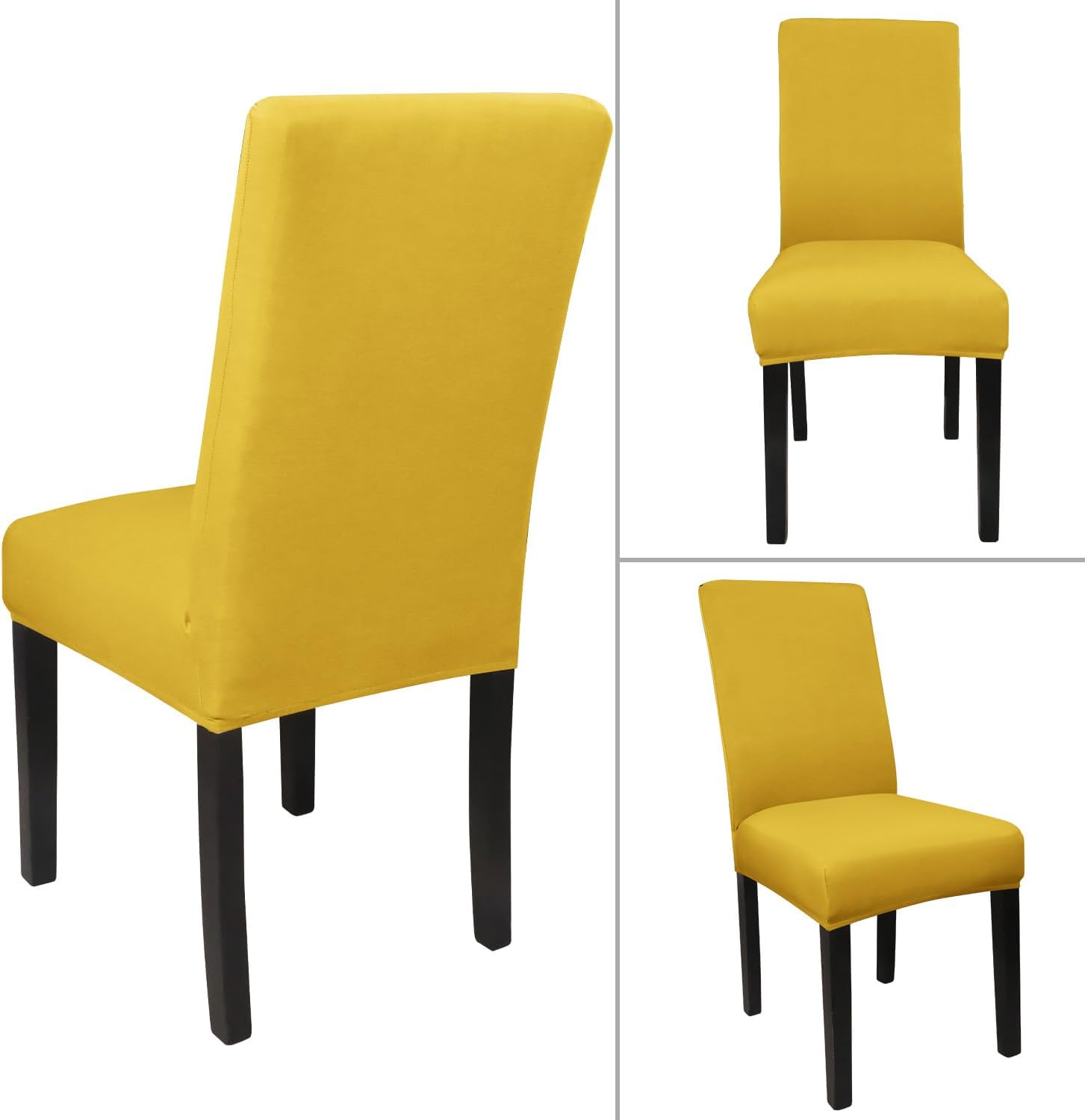 Dining Room Chair Covers Set of 6, Stretch Solid Color Parsons Chair Slipcovers Spandex Removable Washable Kitchen Chair Protector Cover for Dining Room, Hotel, Ceremony