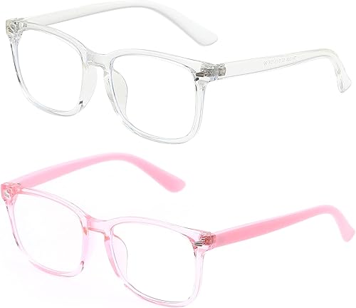 Miniatura 2 de Teumire Lentes de bloqueo de luz azul para niños y niñas, cuadrados, irrompibles, TR90, paquete de 2