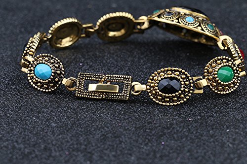Vintage Turkish Jewelry Bangle Bohemian Antique Gold Color Link Bracelet for Women Lady Gift4