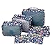 Itraveller 7 set Packing Cubes-3 travel Cubes 3 Bags 1 Shoe Bag (Blue Dasiy)