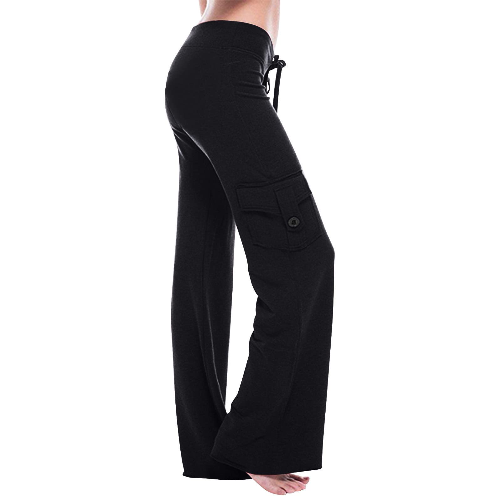 Womens High Waisted Bootcut Yoga Pants,Wide Leg Pants Plus Size Cargo Pants with Pockets Gym Athletic Workout Pants 2023