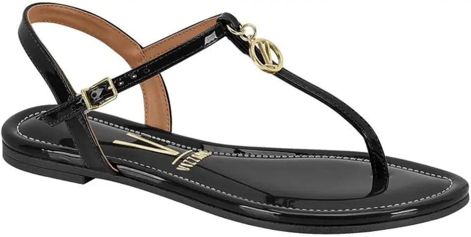 Sandália Rasteira Feminina Vizzano – Verniz, Tiras Finas, Leve, Elegante e Confortável