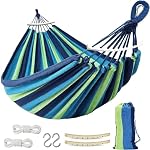 Camping Hammock, 550lb Upgraded Thickened 320G Durable Canvas Single or Double Hammocks Swing with Anti Roll Balance Beam & Sturdy Metal Knot Tree Straps Accessory for Outdoor, Patio, Backyard