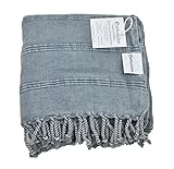 InfuseZen Stonewashed Turkish Towel, Thin Absorbent Bath Towel, Beach Towel and Pool Towel, Large Co