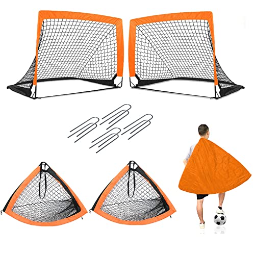 グレードアップ 2個セット 120x87x87cm 子供用 折りたたみ式 ミニ サッカーゴール 練習用 ミニサッカー フットサル用 庭 室内 屋外 ジュニア 少年用 低学年向け 折り畳み 簡単設置 コンパクト 持ち運びに便利