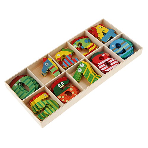Números de madeira de animal fofo colorido Homyl – Números de artesanato para crianças aprendendo ce