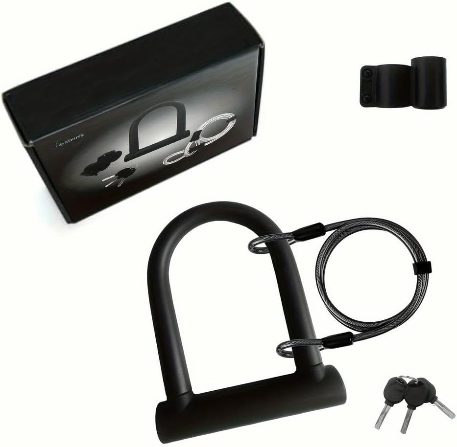 Heavy-Duty U-Shaped Lock Set for s & Electric Bikes-Black Painted Finish with Mechanical Knob Control