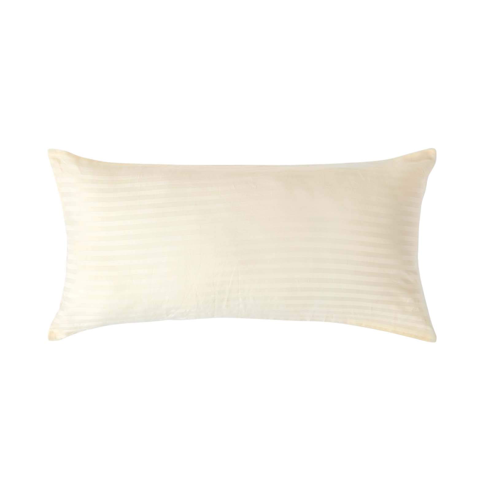 HOMESCAPES Pastel Yellow Pure Egyptian Cotton Euro Size Pillowcase 40 x 80 cm 330 TC 500 Thread Count Percale Equivalent Satin Stripe Pillow Case with Zip