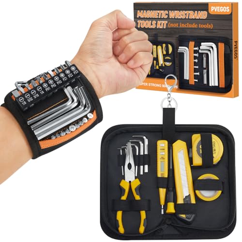PVEGOS Gifts for Men Super Strong Magnetic Wristbands with Tools Bag DIY Gadgets Ideas Xmas Secret Santa Gifts for Dad Him Husband Christmas Stocking Fillers Best New Year Gifts(Not Include Tools)