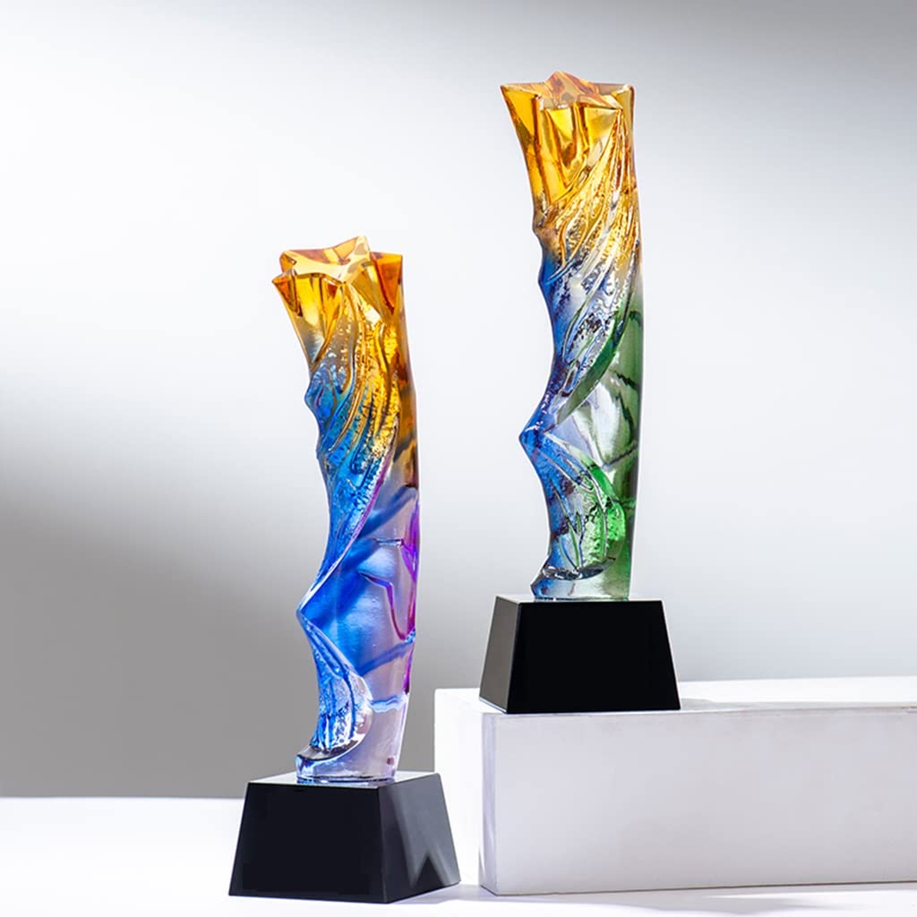 Trofeos, medallas y premios Trofeo De Cristal Coloreado Creativo Trofeo Estrella De Cinco Puntas Premio Trofeo Para Empleados Destacados De La Empresa. Trofeo De Campeón Del Concurso De Arte Del Campu