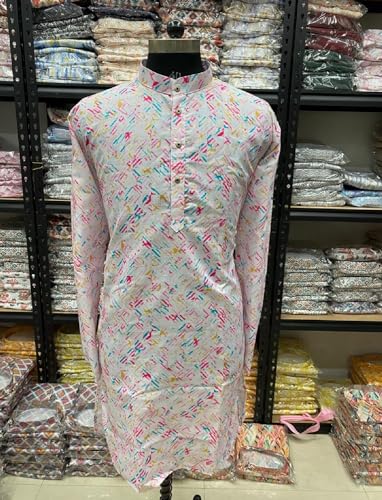 Image of FOXDX Men's Traditional Cotton Floral Printed Only Kurta