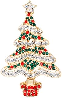 VALICLUD Christmas Tree Brooch Rhinestone Breastpin Crystal Brooch Elegance Lapel Pin New Year Gift