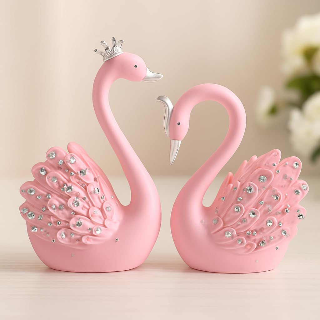 The Flair Store™ Lucky Swan Couple Crystal Wings showpiece for