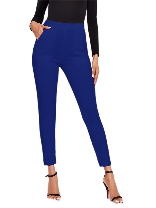 Womens Pants Slant Pocket Solid Skinny Pants Pant for Women Color Royal Blue Size Small